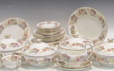 A collection of Wedgewood bone china ceramics decorated with chrysanthemums and yellow flowers, to