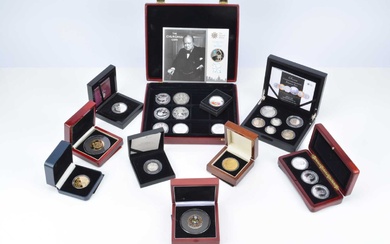 A collection of seventeen Silver Proof crown size coins