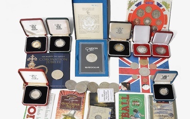 A collection of silver proof and other coins