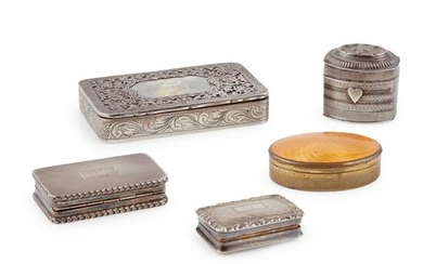 A collection of snuff and patch style boxes