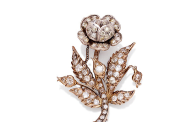 A diamond 'en tremblant' floral brooch
