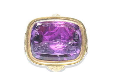 A foiled amethyst seal ring, 19th century