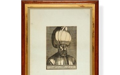 A framed print of Solyman the Magnificent going to a Mosque