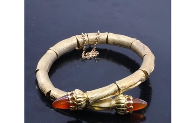 A gem set gold bamboo style bangle approx. 47.3 grams (not h...