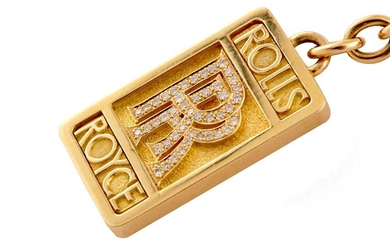 A gold and diamond-set 'Rolls Royce' keychain