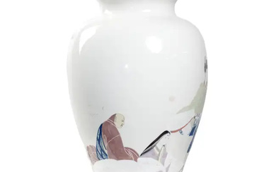 A large and rare Japanese porcelain vase Meiji period, signed by Kinkozan...