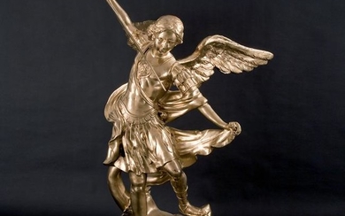 A large gilt and patinated bronze sculpture