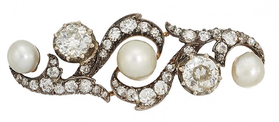 A late 19th century pearl and diamond...