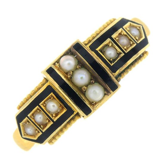 A late Victorian gold enamel and split pearl