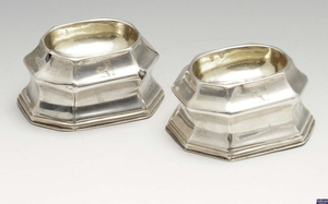 A pair of George I silver trencher salts.