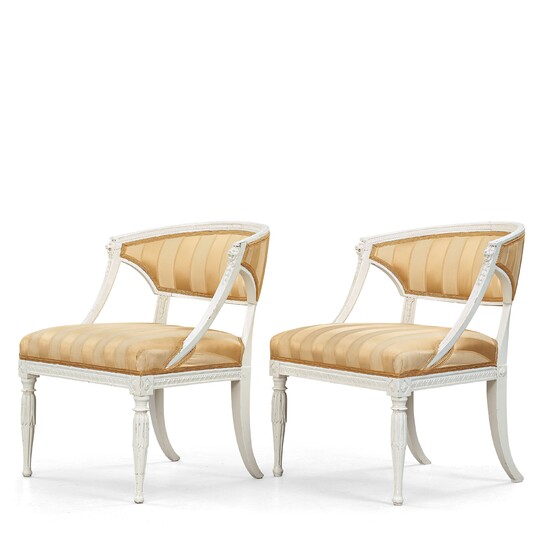 A pair of late Gustavian armchairs, beginning of the 19th century.