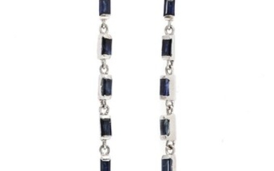 NOT SOLD. A pair of sapphire and diamond ear pendants each set with numerous sapphires and two diamonds, mounted in 14k white gold. (2) – Bruun Rasmussen Auctioneers of Fine Art