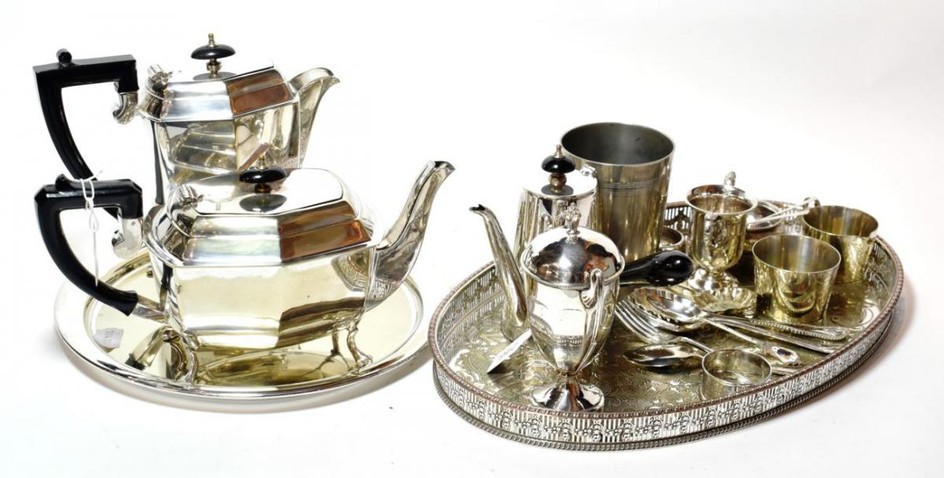 A quantity of silver and silver plate: including: a silver...