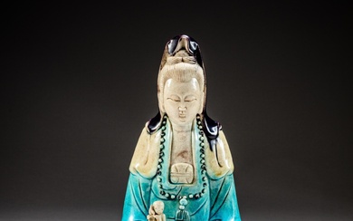 A rare 'Fahua' figure of Guanyin, Qing dynasty, Kangxi period | 比利時私人收藏