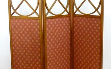 A satinwood three fold screen with inlaid decoration
