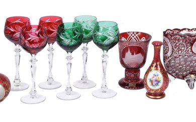 A selection of Bohemian and Czech coloured glass