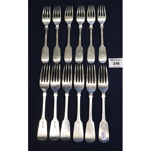 A set of six silver fiddle pattern dinner forks, together wi...