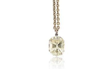 A single stone yellow sapphire pendant