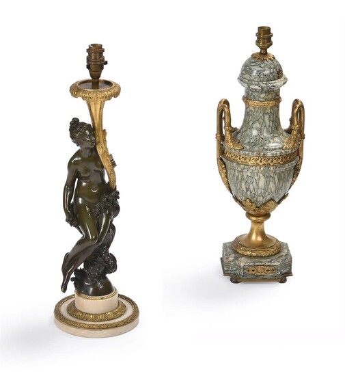 AFTER CORNELIUS VON CLEVE, A BRONZE AND ORMOLU FIGURAL TABLE LAMP, SECOND HALF 19TH CENTURY
