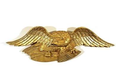 AMERICAN GILT CARVED EAGLE WALL PLAQUE