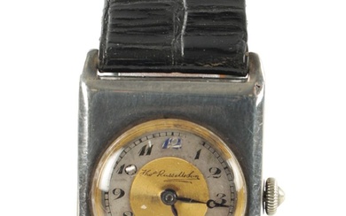 AN EARLY 20TH CENTURY SILVER THOMAS RUSSELL TANK-SHAPED WRISTWATCH...