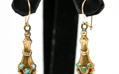 ANTIQUE 14K GOLD & TURQUOISE EARRINGS