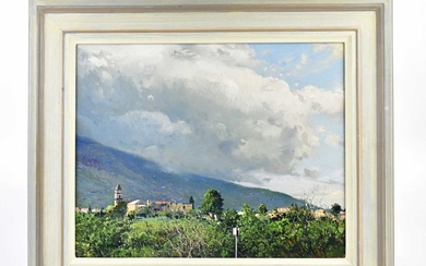 ARMANDO ROMANO (Italian, born 1935); oil on canvas, 'Mountains in...