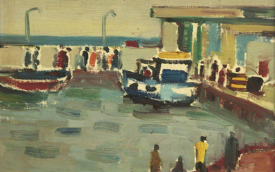 Aba Fenikel (1906-1986) - Port, Oil on Canvas.