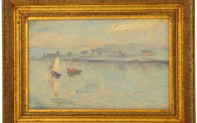Achille GRANCHI-TAYLOR (1857-1921) "Marine, calm sea", oil on cardboard, studio background, unsigned, 16 x 24 cm