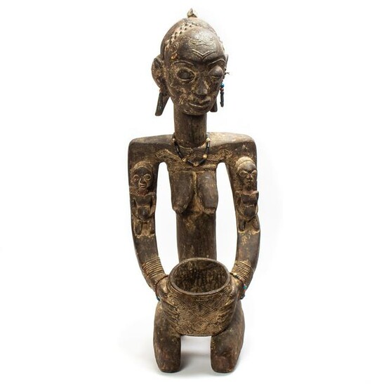 African Wood 36" Tribal Fertility Figure Sculpture
