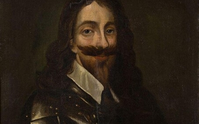 After Sir Anthony van Dyck, Flemish 1599-1641- Portrait of King Charles I, half-length, wearing armour; oil on canvas, bears old ownership label (on the reverse), 73 x 60.8 cm. Provenance: Sir Thomas Witherley MD (1618-1694), Physician in Ordinary...