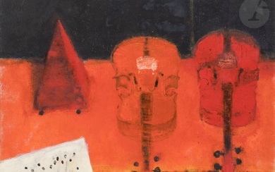 Albert ZAVARO (né en 1925) Les Violons rouges Huile sur toile. Signée en bas à...