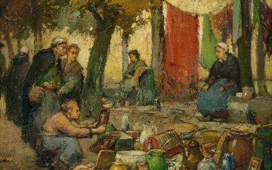 Alfred Van Neste (1874-1969), the flea market, 50 x 60 cm