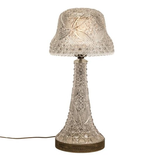 American Brilliant Period Cut Glass Mushroom Lamp