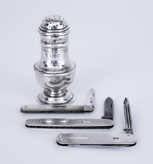 An Edward VII Silver Pepperpot and Mixed Silverware, the...