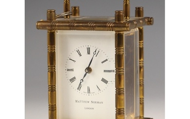An English 20th century brass cased carriage timepiece by Ma...
