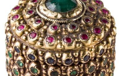 An Indian gem-set gold snuff box, probably 19th century