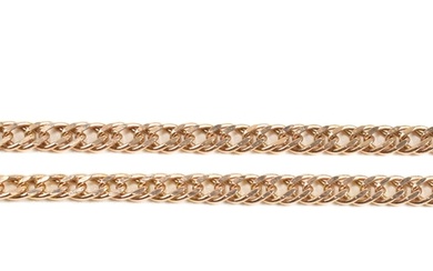 An Italian 9ct gold double curb link fancy chain necklace. T...