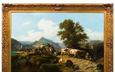 An Italian landscape painting with cattle herders, 2nd