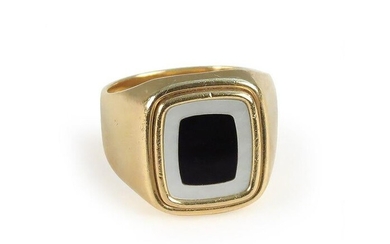 An Onyx and Mother-of-Pearl Ring.