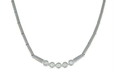 An articulated necklace, with brilliant-cut diamond highlights.