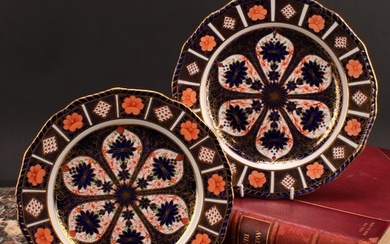 An associated pair of Royal Crown Derby Imari pattern shaped...