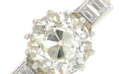 An old-cut diamond single-stone ring.