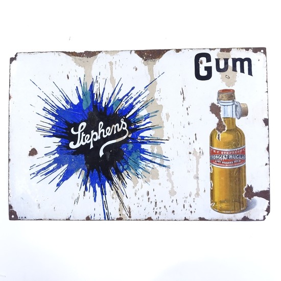 An original enamel advertising sign for Stephens Gum, with p...
