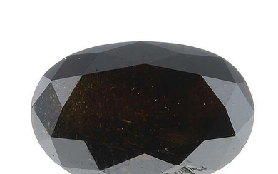 An oval-shape 'fancy dark brown' diamond, weighing 1.74cts, with report.