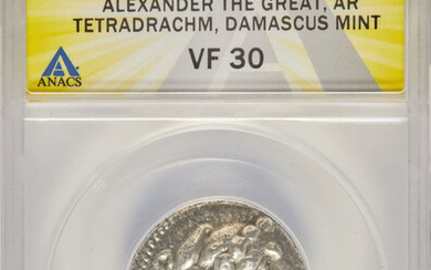 Ancients: , MACEDONIAN KINGDOM. Alexander III the Great (336-323 BC). AR tetradrachm (26mm, 12h). ANACS VF 30. ...
