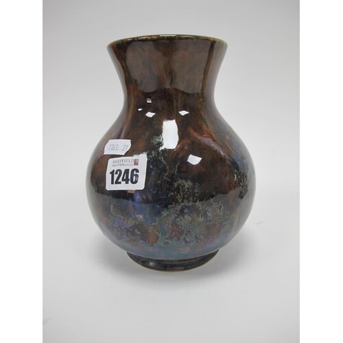 Anita Harris Bronze Effect Glazed Stoneware Vase, gold signe...