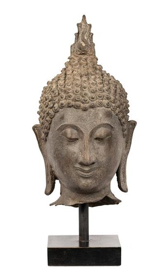 Antique 18th Century Sukhothai Bronze Buddha Head