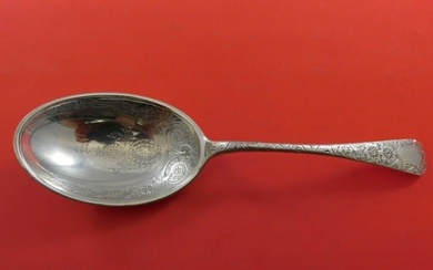 Antique Chased by Whiting Sterling Silver Berry Spoon GW with Shield 9 1/4"