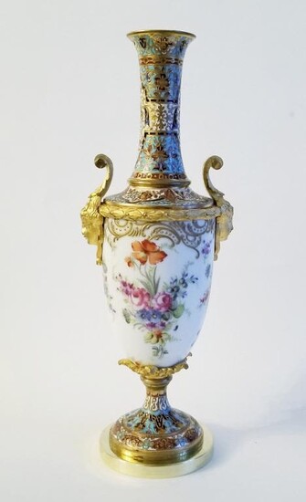 Antique French Sevres Porcelain Gilt Bronze Vase